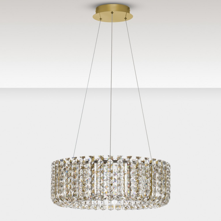 LUCES ARONA LE45854/7 lampa wisząca chrom, złoty z kryształami LED 3500K