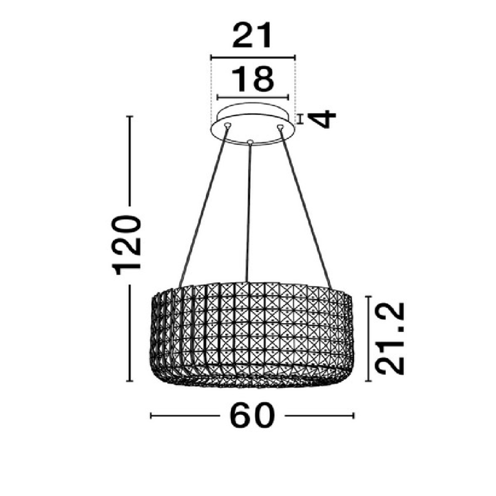 LUCES ARONA LE45854/7 lampa wisząca chrom, złoty z kryształami LED 3500K