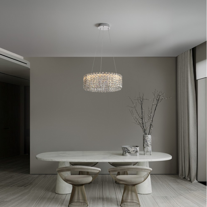 LUCES ARONA LE45854/7 lampa wisząca chrom, złoty z kryształami LED 3500K