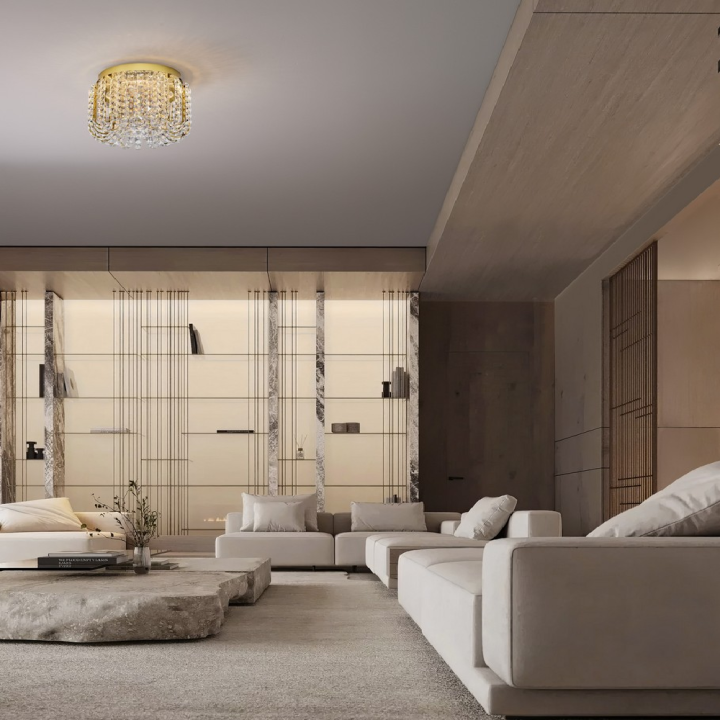 LUCES ARONA LE45855/8 kryształowy plafon sufitowy LED 3500K złoty, chrom
