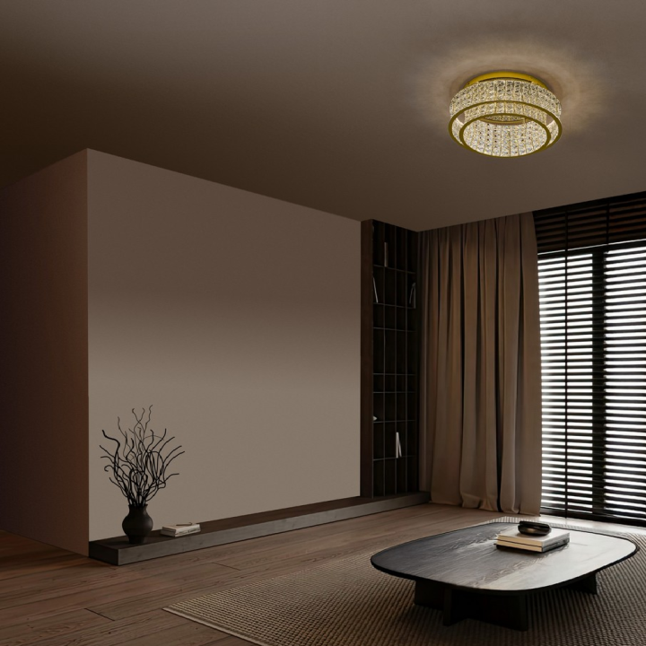 LUCES ARONA LE45860/1/2/3 LED ceiling light, crystal, chrome/gold