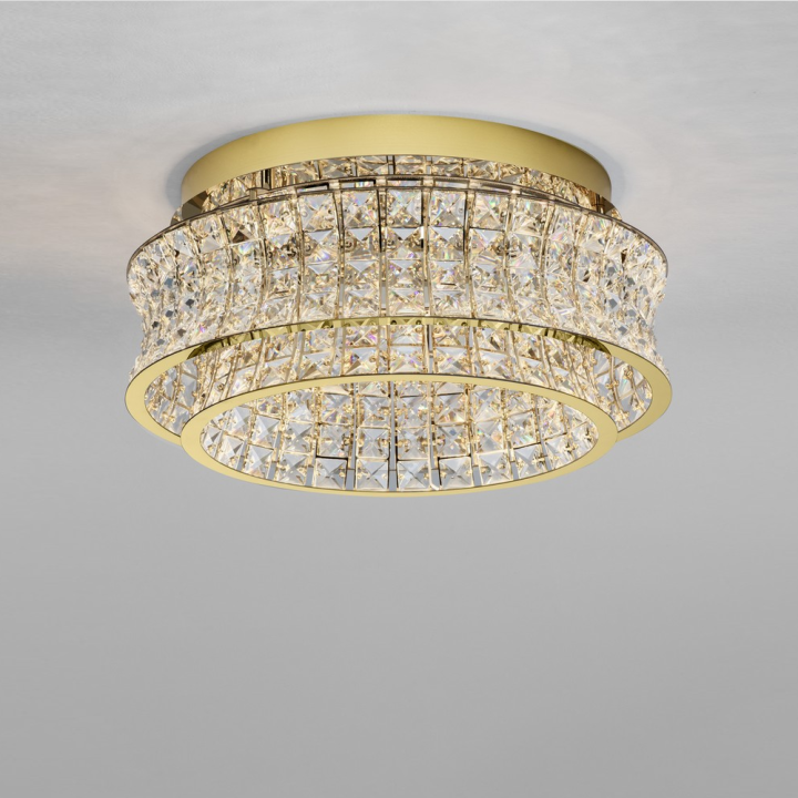 LUCES ARONA LE45860/1/2/3 kryształowy plafon LED &Oslash;50/60cm chrom, złoty