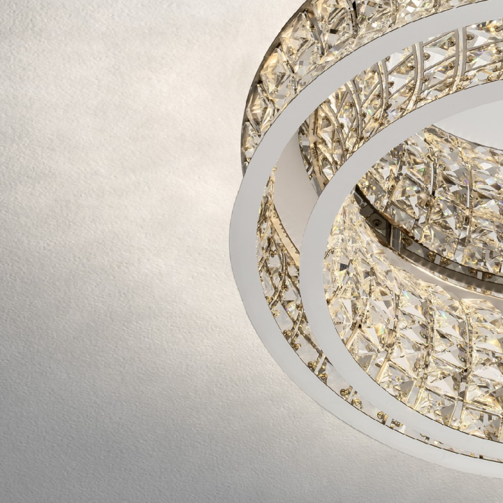LUCES ARONA LE45860/1/2/3 kryształowy plafon LED &Oslash;50/60cm chrom, złoty