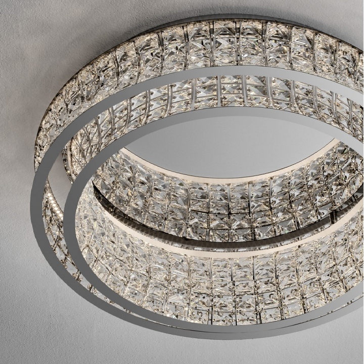 LUCES ARONA LE45860/1/2/3 kryształowy plafon LED &Oslash;50/60cm chrom, złoty