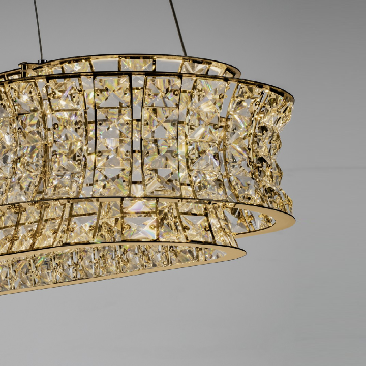 LUCES ARONA LE45866/70 lampa wisząca LED 3500K złota, chrom i kryształy