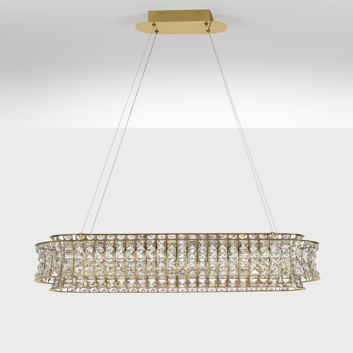 LUCES ARONA LE45866/70 LED pendant lamp, 3500K, crystal chrome, gold
