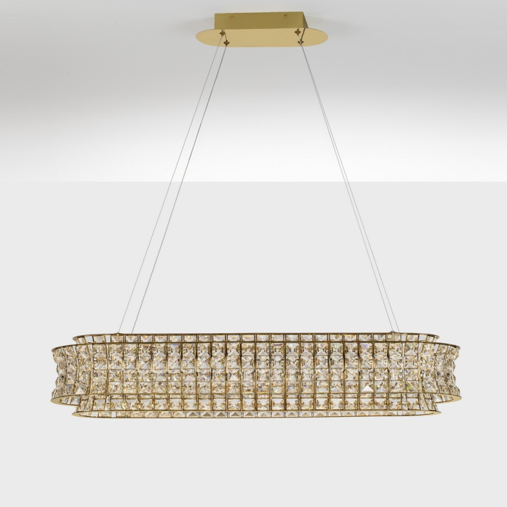LUCES ARONA LE45866/70 LED pendant lamp, 3500K, crystal chrome, gold