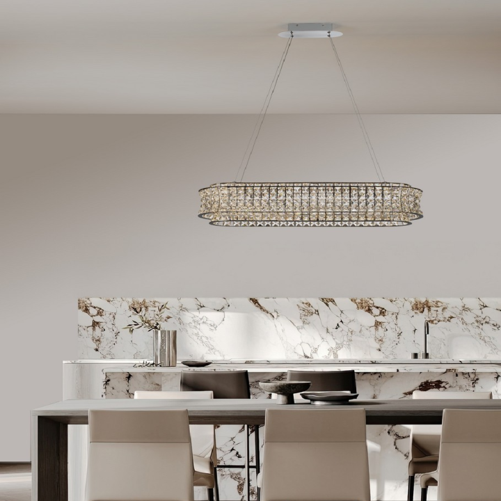 LUCES ARONA LE45866/70 LED pendant lamp, 3500K, crystal chrome, gold