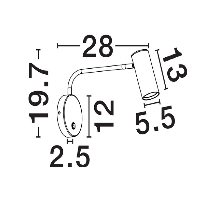 LUCES GRAUS LE46054 black wall lamp with adjustable arm, GU10, black
