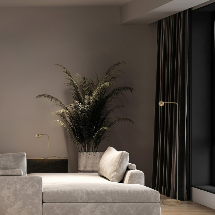 LUCES PUCARANI LE46134 adjustable gold LED floor lamp