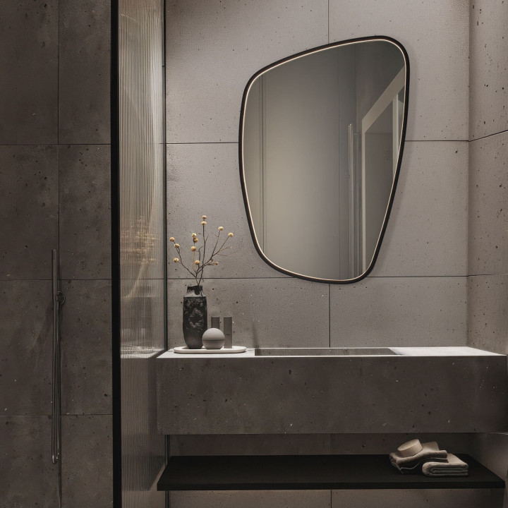 LUCES SINIA Designer LED Mirror 55x80 cm 37W 3000K IP44 Black