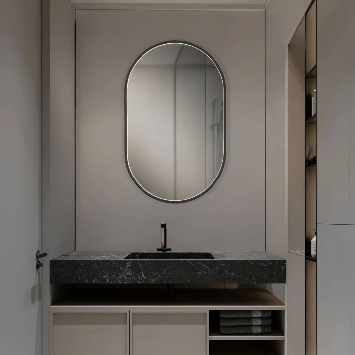 LUCES ZELVA LED Bathroom Mirror 50x80 cm 36W 3000K IP44 Black