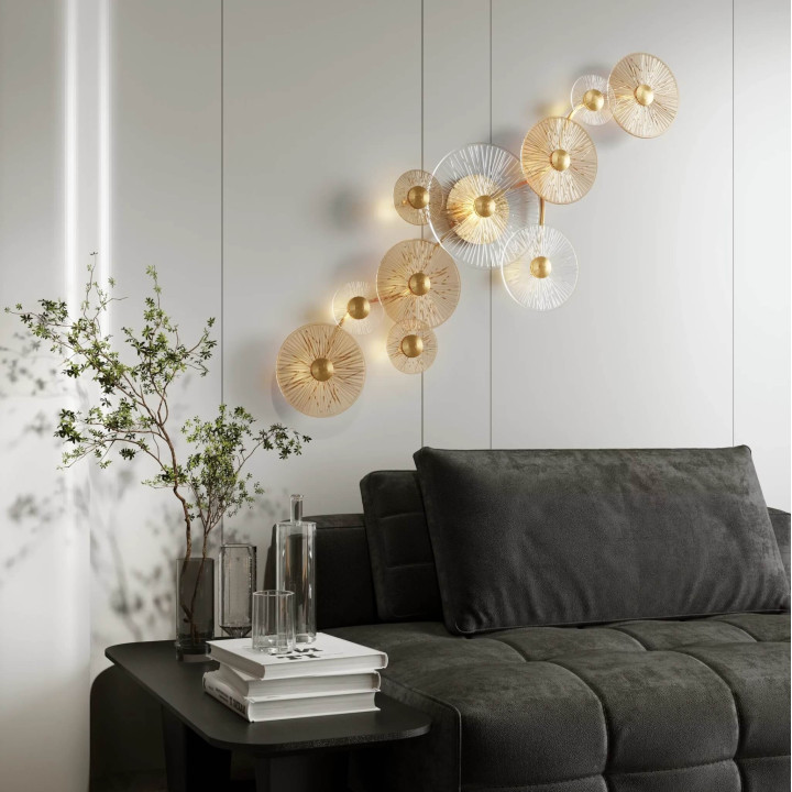 MAXlight Allure W0354/7 LED wall lamp, gold metal/glass, 3-year warranty