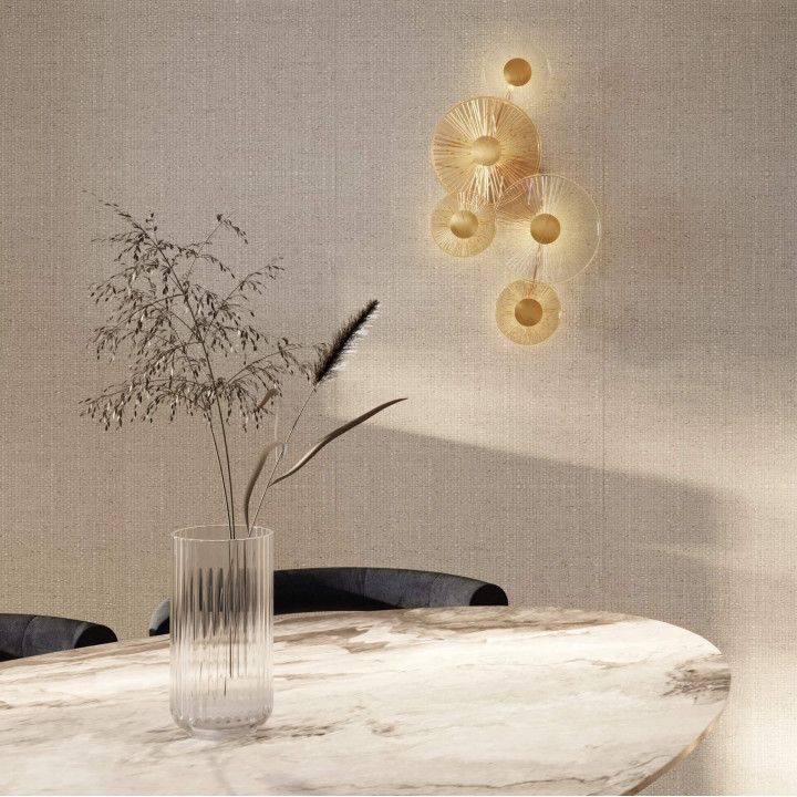 MAXlight Allure W0354/7 LED wall lamp, gold metal/glass, 3-year warranty