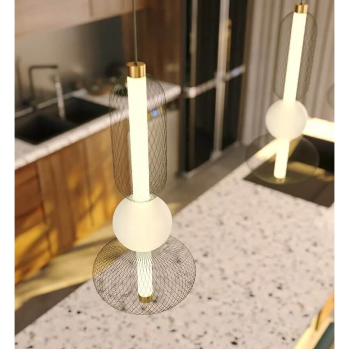 MAXLIGHT Bora P0591/2 lampa wisząca LED czarny + złoty, białe kule