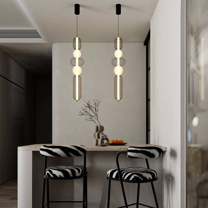MAXLIGHT Bora P0591/2 LED hanging lamp black + gold, white balls