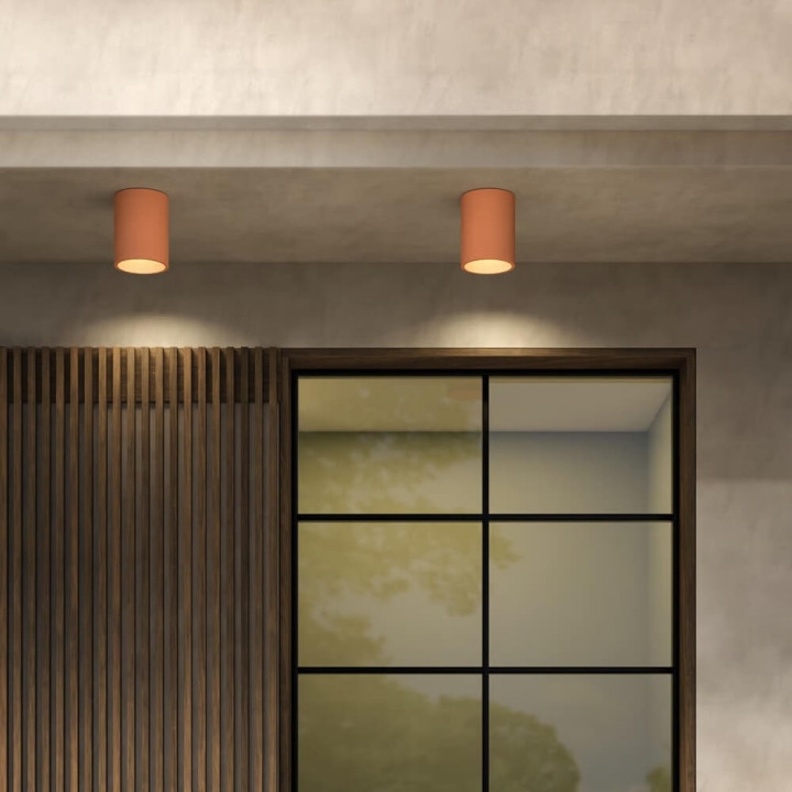 Astro Kos Round 140 Coastal &ndash; Concrete GU10 Ceiling Light tube IP44