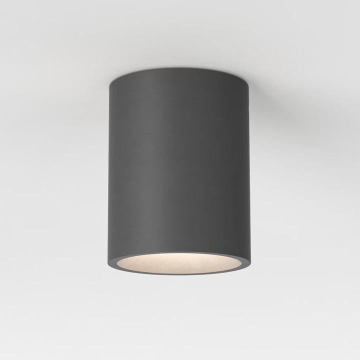 Astro Kos Round 140 Coastal &ndash; Concrete GU10 Ceiling Light tube IP44