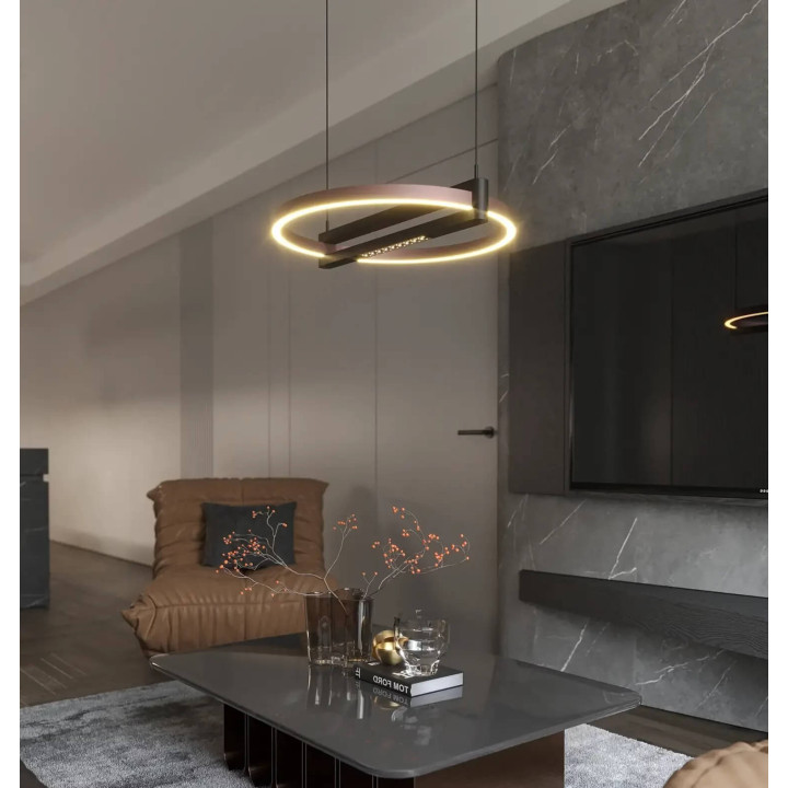 MAXLIGHT Singapore Round P0552 ring hanging lamp black and brown 3000K