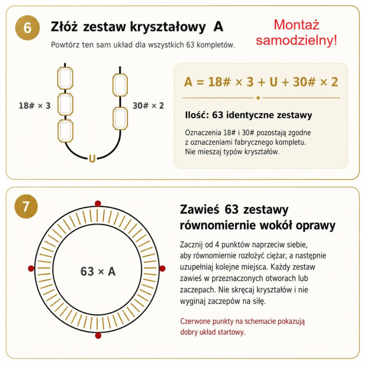 Plafon kryształowy STELLA 60/80cm elegancka lampa sufitowa złota chrom
