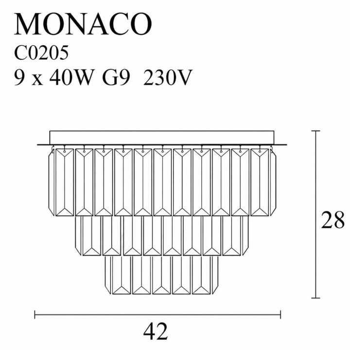 MAXlight MONACO C0205/6 okrągły, kryształowy plafon złoty &Oslash;42/60cm