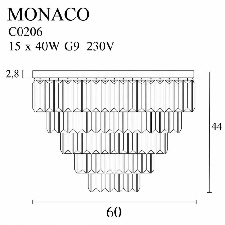 MAXlight MONACO C0205/6 gold ceiling lamp &Oslash;42/60cm crystals