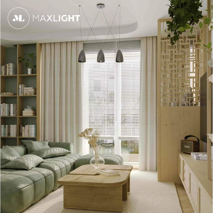 MAXLIGHT SISTEMA P0399 HANGING LAMP 3xG9 black withour bubls