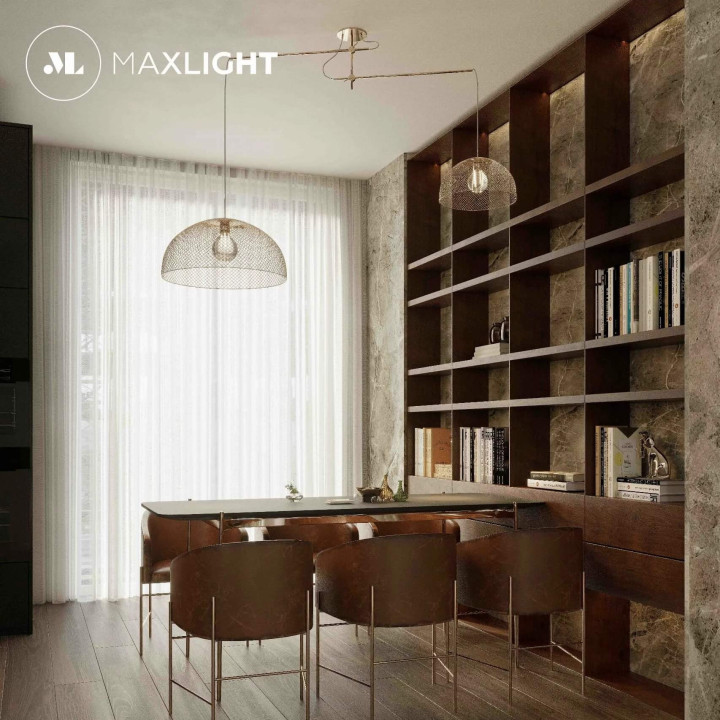 Maxlight CONCEPT P0454/5 hanging lamp with 2 lampshades, black/gold