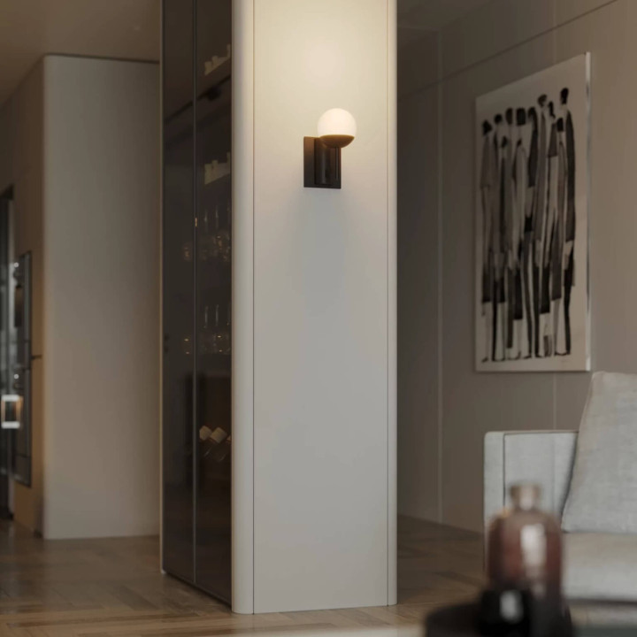 Maxlight DALLAS W0255 czarny kinkiet z kloszem w kształcie kuli
