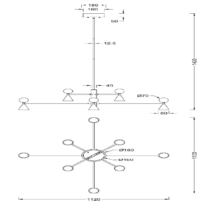 MAXlight BINGO P0684/5 lampa wisząca LED 57W czarny mat i kamień