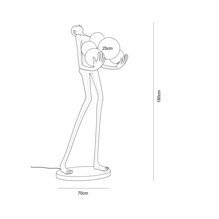 HUMAN designerska, duża lampa podłogowa figura 180cm