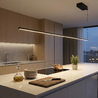 MAXlight LONGI P0680/1 linear LED pendant light 3000K, 150cm, 200cm