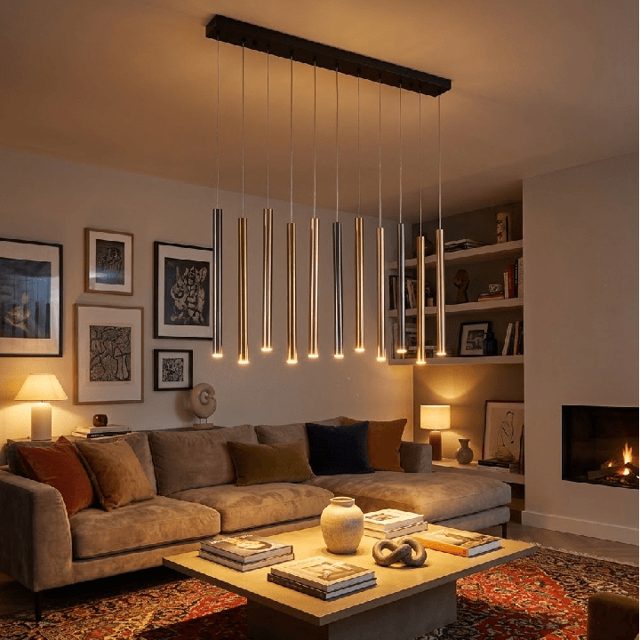 Maxlight METALIC 12 P0671 elongated pendant lamp with 12W LED tubes