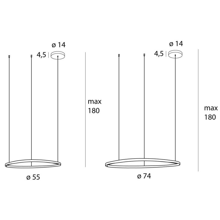 MAXLIGHT Cayenne P0605D/6D LED ring pendant lamp 55/74cm