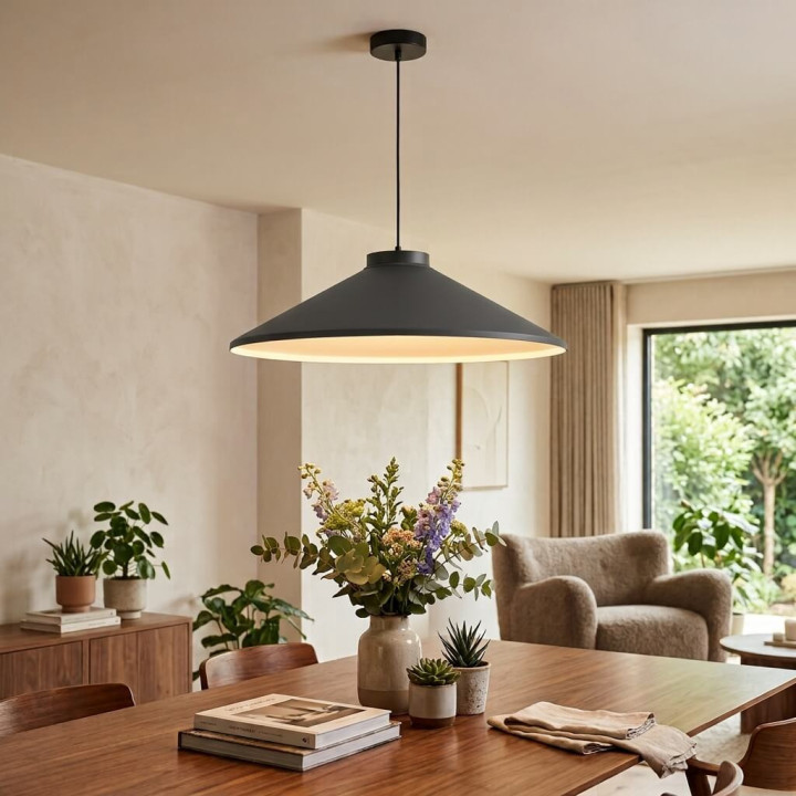 ELKIM ORBITA LED pendant light 3000K, 60cm shade, terracotta, graphite