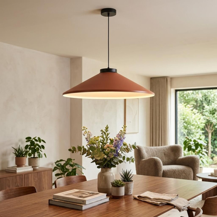 ELKIM ORBITA LED pendant light 3000K, 60cm shade, terracotta, graphite
