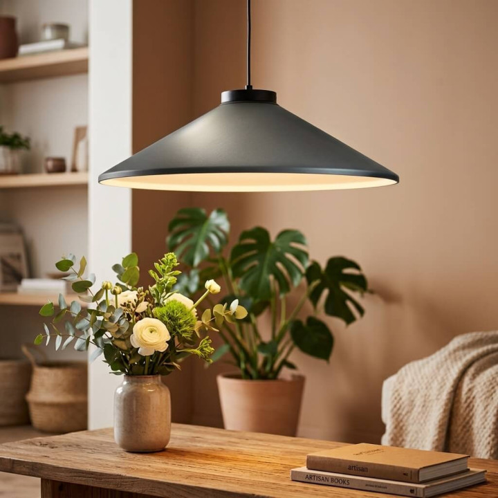 ELKIM ORBITA LED pendant light 3000K, 60cm shade, terracotta, graphite