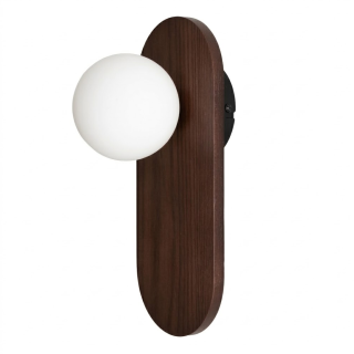 MAXlight Point W0476 wall lamp &ndash; dark wood and milky glass sphere