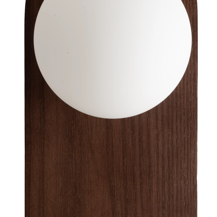 MAXlight Point W0476 wall lamp &ndash; dark wood and milky glass sphere