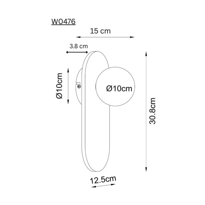 MAXlight Point W0476 kinkiet z ciemnego drewna i mlecznego szkła kula