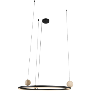 MAXLIGHT Solaris P0702 pendant lamp &ndash; black ring and natural stone