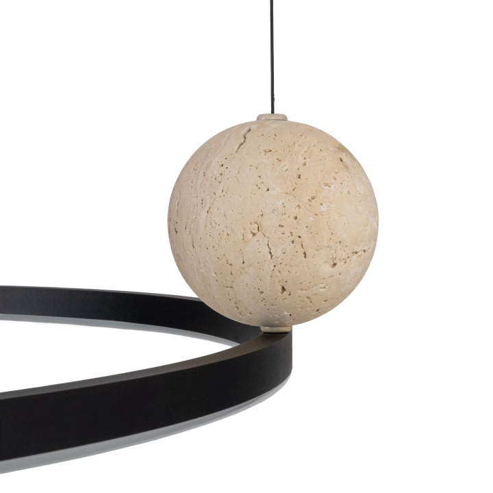 MAXLIGHT Solaris P0702 pendant lamp &ndash; black ring and natural stone