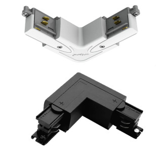 Universal 90&deg; L connector for 3-phase track, white or black