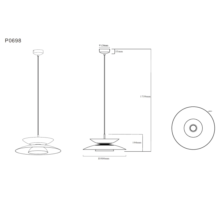 MAXlight Mayumi P0698 LED pendant lamp, 12W, 3000K, aluminum, beige