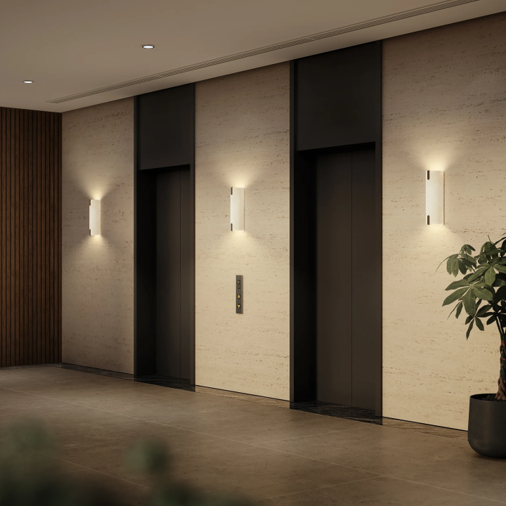 ASTRO Elba 400 LED wall lamp with fabric shade &ndash; white, grey