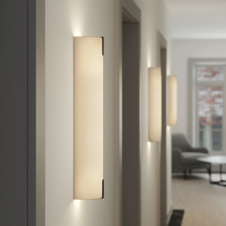 ASTRO Elba 600 LED wall lamp (18W) with fabric shade &ndash; white, grey