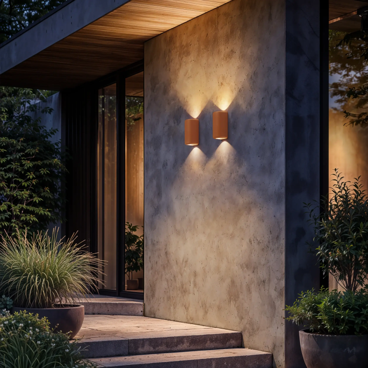 Astro Brixham Twin concrete wall light, IP44, up/down lighting, 2xGU10