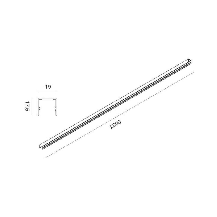 Aluminium profile for 16x16 NEON FLEX LED strip, outdoor use, 1m, 2m