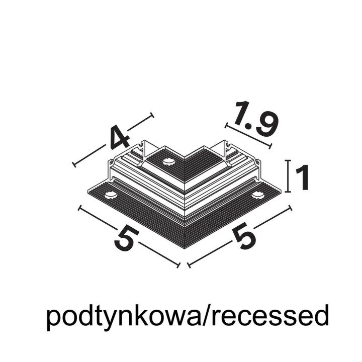 LUCES MINIMAL łącznik narożny L90 mechaniczny biały, czarny