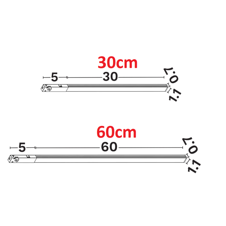 LUCES MINIMAL A110 lampa liniowa mleczna LED 48V 30/60cm, 2700K/3000K
